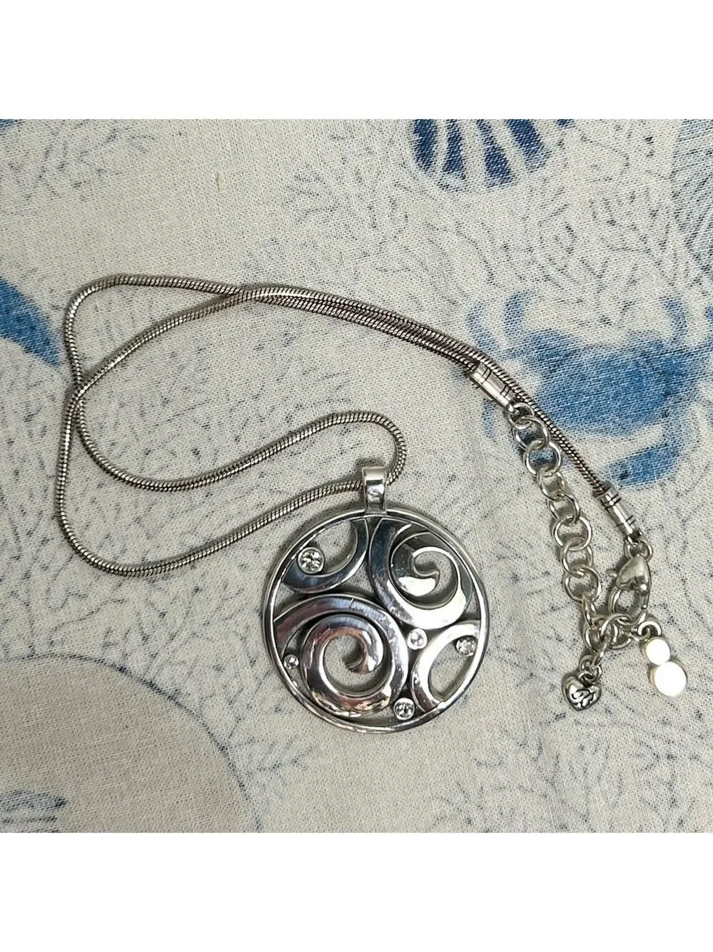 Brighton London Groove Necklace Silver Plated Crystals Swirl Design - Picture 6 of 14
